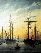 Caspar David Friedrich, View of a Harbour .